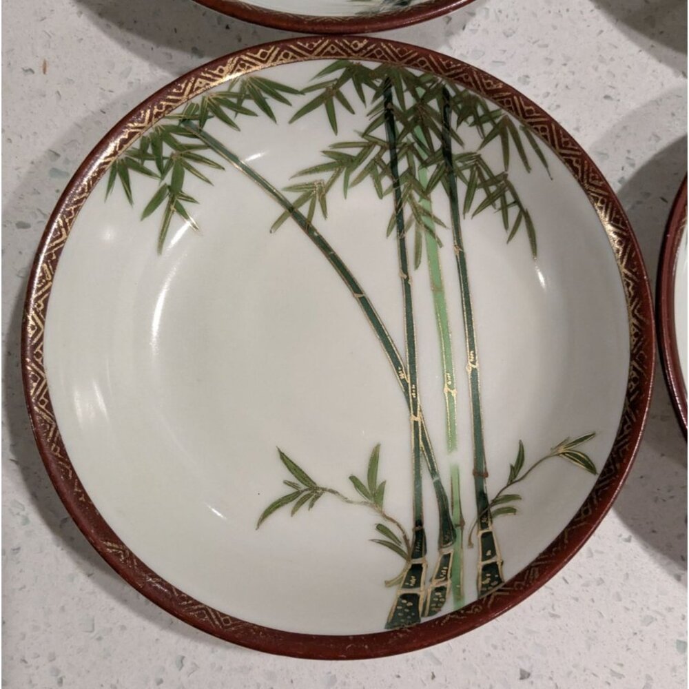 Six Kutani Bamboo design fruit bowls Eggshell China Japan Pre-1930 - Picture 6 of 13